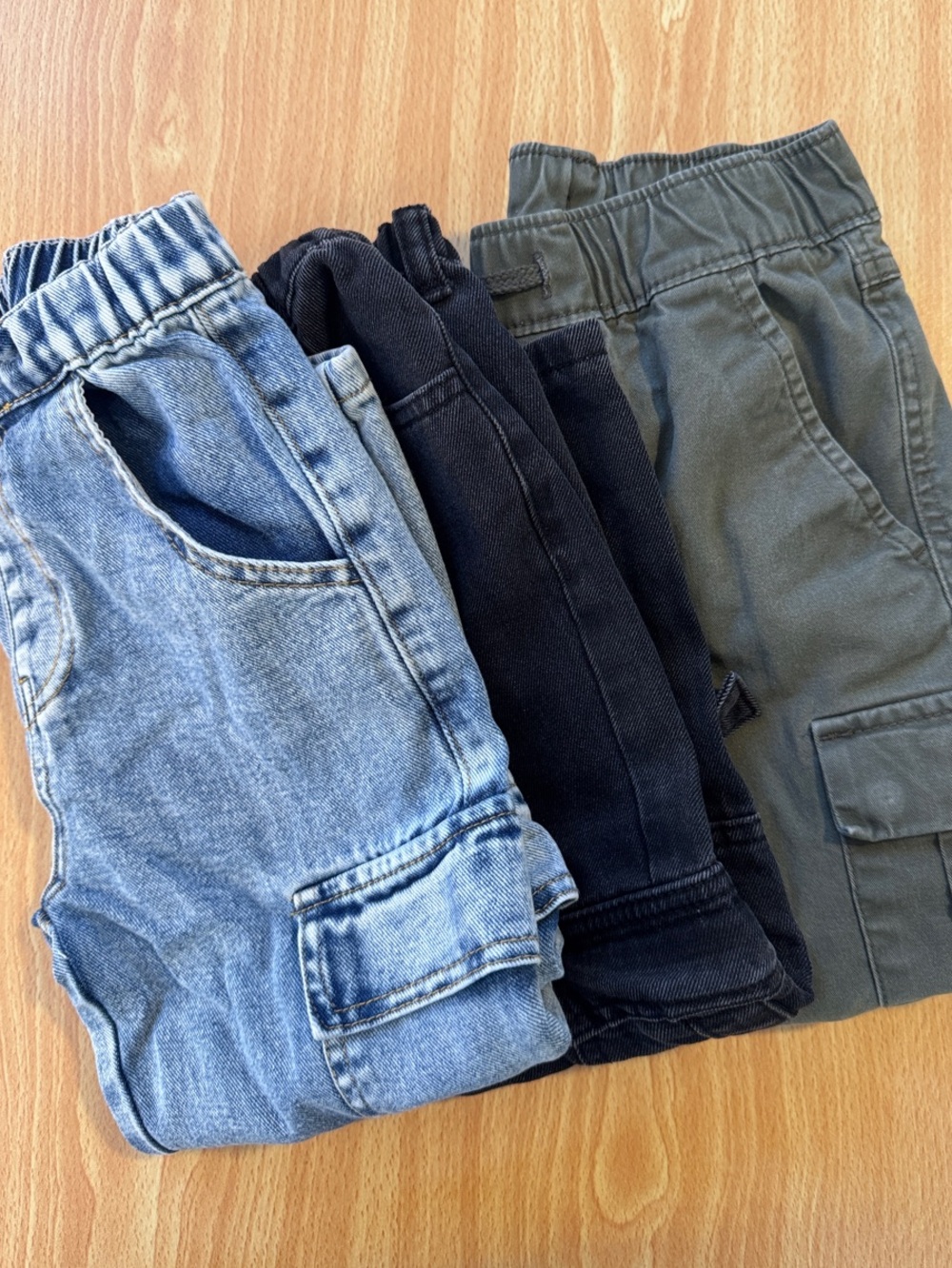 Kids Elastic-Waist Cargo Pants - Blue, Black, Olive